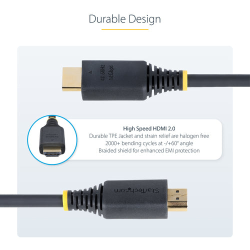 StarTech.com 1ft (30cm) High Speed HDMI Cable, 4K 60Hz/1440p 144Hz, HDR10/HDCP 2.2/ARC, 18Gbps, UHD HDMI 2.0 Cord for TV/Monitor/Display, TPE Jacket