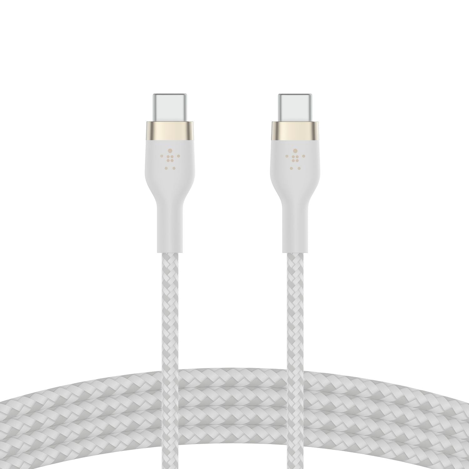 Belkin BoostCharge Pro Flex Braided USB-C to USB-C Charger Cable (2M/6.6FT)  USB-IF Fast Charging Cable for iPhone 16 Series  MacBook Pro  iPad Pro  Galaxy S25  S24  Nintendo Switch 2 & More - White