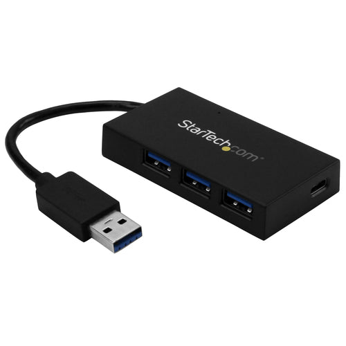 StarTech.com 4 Port USB 3.0 Hub - USB Type-A Hub with 1x USB-C & 3x USB-A (SuperSpeed 5Gbps) - USB Bus or Self-Powered - Portable USB 3.1/3.2 Gen 1 BC 1.2 Charging Hub w/ Power Adapter~4 Port USB 3.0 Hub - USB Type-A Hub with 1x USB-C & 3x USB-A (SuperSpeed 5Gbps) - USB Bus or Self-Powered - Portable USB 3.2 Gen 1 BC 1.2 Charging Hub w/ Power Adapter