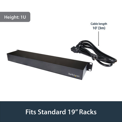StarTech.com 1U 19 inch 8 Port Rack Mount PDU - IEC C13 Socket Rackmount Power Supply/Strip - Horizontal Server Rack Mountable PDU /Data Center Power Distribution Unit 16A 240V