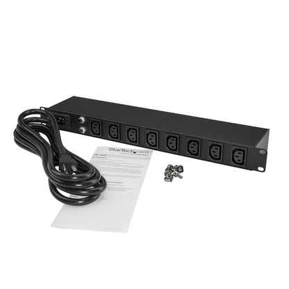 StarTech.com 1U 19 inch 8 Port Rack Mount PDU - IEC C13 Socket Rackmount Power Supply/Strip - Horizontal Server Rack Mountable PDU /Data Center Power Distribution Unit 16A 240V