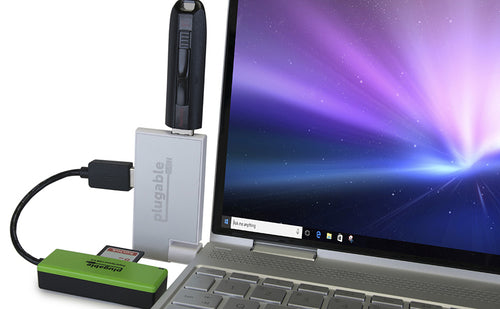 Plugable Technologies USB Hub, Rotating 4 Port USB 3.0 Hub, Driverless Powered USB Hub (Compatible with Windows, macOS & Linux, USB 2.0 Backwards Compatible)