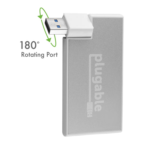 Plugable Technologies USB Hub, Rotating 4 Port USB 3.0 Hub, Driverless Powered USB Hub (Compatible with Windows, macOS & Linux, USB 2.0 Backwards Compatible)