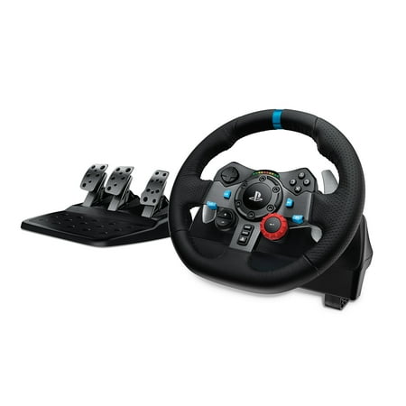 Logitech G29 Driving Force Racing Wheel and Floor Pedals  Real Force Feedback  Stainless Steel Paddle Shifters  Leather Steering Wheel Cover for PS5  PS4  PC  Mac - Black