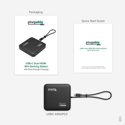 Plugable Technologies 7-in-1 USB C Docking Station Dual Monitor - Dual HDMI Dock is Compatible with Mac and Windows, USB4, Thunderbolt or USB-C, 100W PD, 2x HDMI, 1x USB-C, 1Gbps Ethernet, 1x USB 3.0, 1x SD Card