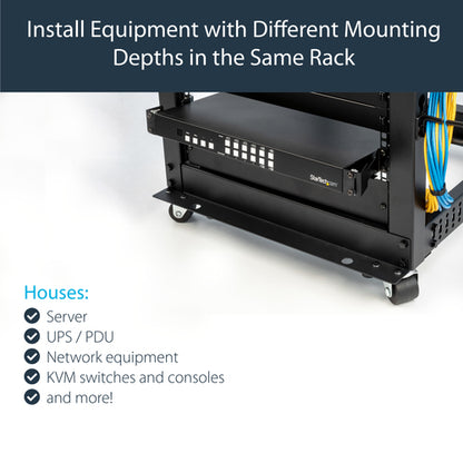 StarTech.com Server Rack Depth Extender - 1U - 4in / 10 cm - TAA Compliant - Recessed Rack Adapter - Rack Mount Adapter Kit - Network Rack Extender