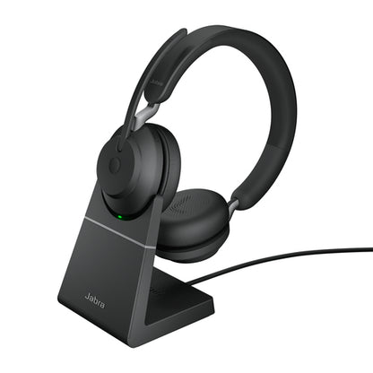 Jabra Evolve2 65 UC Stereo Std Headset Wireless Head-band Office/Call center USB Type-C Bluetooth Charging stand Black