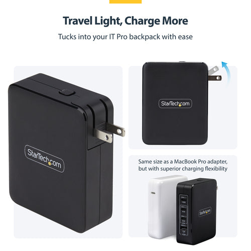 StarTech.com 140W USB-C Wall Charger, 3x USB-C/1x USB-A, PD 3.1 GaN Power Adapter for MacBook, Dell XPS/Inspiron/Precision