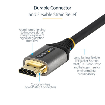 StarTech.com 16.4ft (5m) HDMI 2.1 Cable 8K - Certified Ultra High Speed HDMI Cable 48Gbps - 8K 60Hz/4K 120Hz HDR10+ eARC - Ultra HD 8K HDMI Cable - Monitor/TV/Display - Flexible TPE Jacket