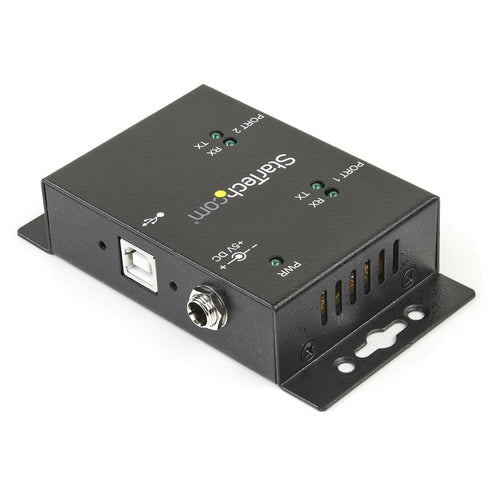 StarTech.com 2 Port Industrial Wall Mountable USB to Serial Adapter Hub with DIN Rail Clips - TAA