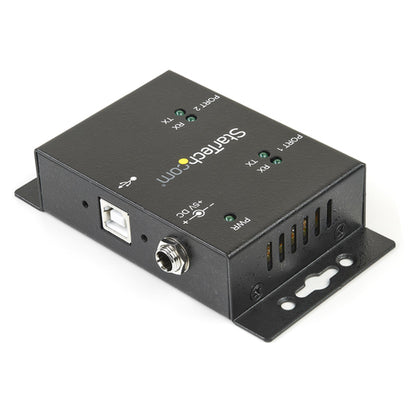 StarTech.com 2 Port Industrial Wall Mountable USB to Serial Adapter Hub with DIN Rail Clips - TAA