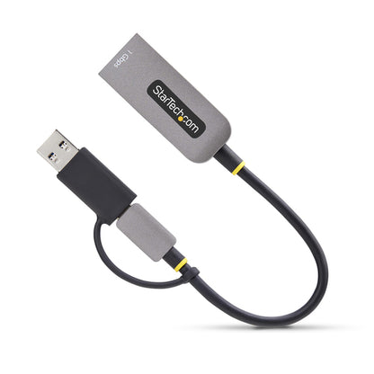 StarTech.com USB-C to Ethernet Adapter with USB-A Dongle, 10/100/1000Mbps, USB 3.0 to Gigabit Ethernet Network Adapter, 6in/15cm Attached Cable, USB GbE Adapter