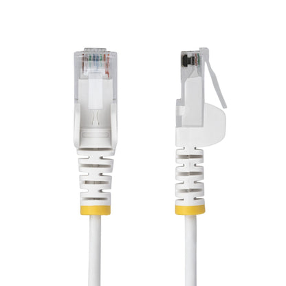 StarTech.com 15ft White Slim CAT6 Ethernet Cable, Snagless, 100W PoE, UTP, LSZH, 28AWG Pure Bare Copper Wire, Slim RJ45 Network Patch Cord w/Strain Reliefs, Individually Tested