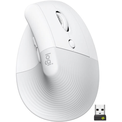 Logitech - Lift Vertical Wireless Ergonomic Mouse with 4 Customizable Buttons - Wireless - Off-White