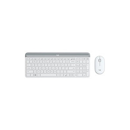 Logitech MK470 Slim Wireless Keyboard and Mouse Combo - Modern Compact Layout  Ultra Quiet  2.4 GHz USB Receiver  Off White
