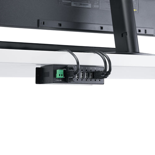 StarTech.com 7-Port USB 2.0 Hub - Metal Industrial USB-A Hub with ESD Protection & 350W Surge Protection - Din Rail, Wall or Desk Mountable - TAA Compliant USB Expander Hub