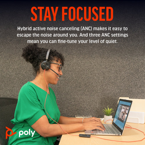HP Poly Blackwire 8225 Stereo Microsoft Teams Certified USB-C Headset +USB-C/A Adapter