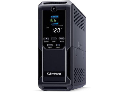 CyberPower CP1350AVRLCD3 Intelligent LCD UPS Systems - 1350VA/815W  120 VAC  NEMA 5-15P  Mini-Tower  12 Outlets