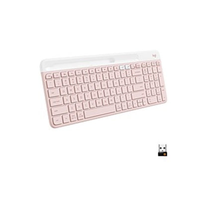 Logitech K585 Slim Multi-Device Wireless Keyboard - Wireless Connectivity - Bluetooth/RF - 2.40 GHz - Notebook  Smartphone - PC  Mac - AAA Battery Size Supported - Rose
