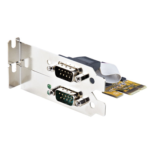 StarTech.com 2-Port PCI Express Serial Card, Dual Port PCIe to RS232 (DB9) Serial Card, 16C1050 UART, Standard or Low Profile Brackets, COM Retention, For Windows & Linux - TAA