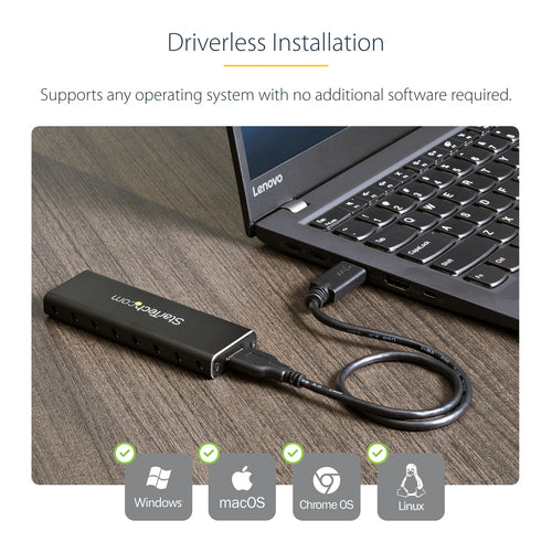 StarTech.com M.2 SSD Enclosure for M.2 SATA SSDs - USB 3.0 (5Gbps) with UASP - TAA