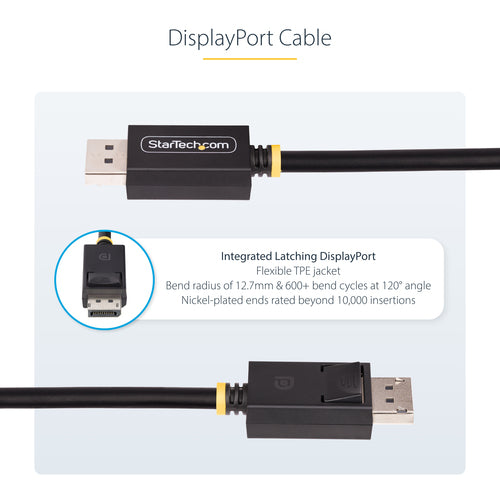 StarTech.com 3ft (91cm) DisplayPort 2.1 Cable, VESA Certified DP40 DisplayPort Cable w/UHBR10/HDR/HDCP 2.2, 8K 60Hz/4K 144Hz w/DSC 1.2a, 40Gbps, DP 2.1 Cable, UHD Monitor Cord, M/M
