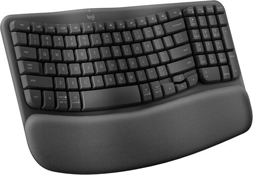 Logitech Wave Keys Bluetooth Keyboard - Black: Ergonomic Design, Wrist Rest