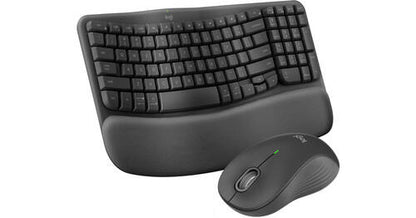 Logitech - Wave Keys MK670 Combo Ergonomic Wireless Keyboard and Mouse Bundle for Windows/Mac with Integrated Palm-rest - Graphite