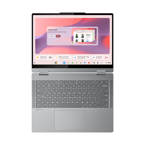 Lenovo Chrome 2in1 14IRU10 Intel Core 5 120U Chromebook 35.6 cm (14") Touchscreen WUXGA 8 GB LPDDR5-SDRAM 256 GB SSD Wi-Fi 6E (802.11ax) ChromeOS English Grey