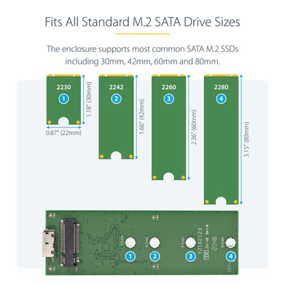 StarTech.com M.2 SSD Enclosure for M.2 SATA SSDs - USB 3.0 (5Gbps) with UASP - TAA