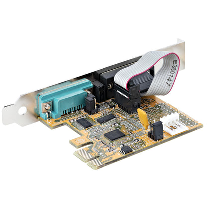 StarTech.com 2-Port PCI Express Serial Card, Dual Port PCIe to RS232 (DB9) Serial Card, 16C1050 UART, Standard or Low Profile Brackets, COM Retention, For Windows & Linux - TAA