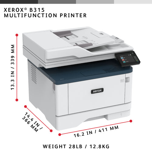 Xerox B315 A4 40ppm Wireless Duplex Copy/Print/Scan/Fax PS3 PCL5e/6 2 Trays 350 Sheets