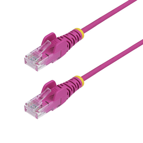 StarTech.com 9in Pink Slim CAT6 Ethernet Cable, Snagless, 100W PoE, UTP, LSZH, 28AWG Pure Bare Copper Wire, Slim RJ45 Network Patch Cord w/Strain Reliefs, Individually Tested