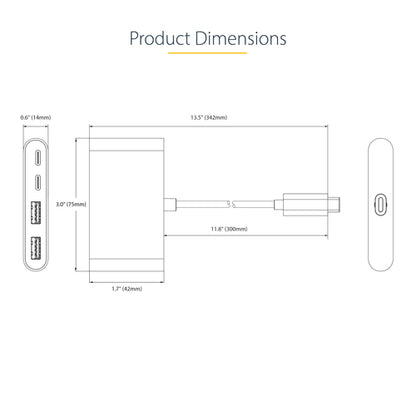 StarTech.com 4-Port USB-C Hub with 100W Power Delivery Pass-Through - 2x USB-A + 2x USB-C - USB 3.0 5Gbps - 1ft (30cm) Long Cable - Portable USB Type-C to USB-A/C Hub