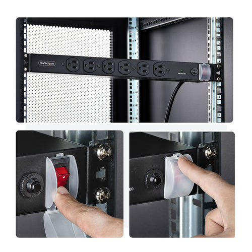 StarTech.com 14-Outlet Rackmount PDU, 1U Server Power Strip with 6x Front and 8x Rear Ports, Mounted Power Distribution Unit for 19-Inch Racks and Cabinets