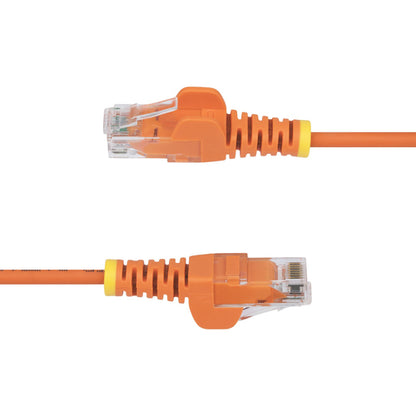 StarTech.com 9in Orange Slim CAT6 Ethernet Cable, Snagless, 100W PoE, UTP, LSZH, 28AWG Pure Bare Copper Wire, Slim RJ45 Network Patch Cord w/Strain Reliefs, Individually Tested