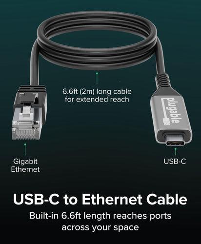 Plugable Technologies USBC-E1000-2M networking cable Black