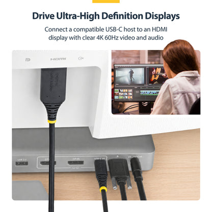 StarTech.com USB C to HDMI Adapter Cable 15ft, Gripping HDMI Connector, 4K 60Hz, Thunderbolt Compatible, HDR, Uni-Directional Cord for MacBook, Dell, HP, Lenovo