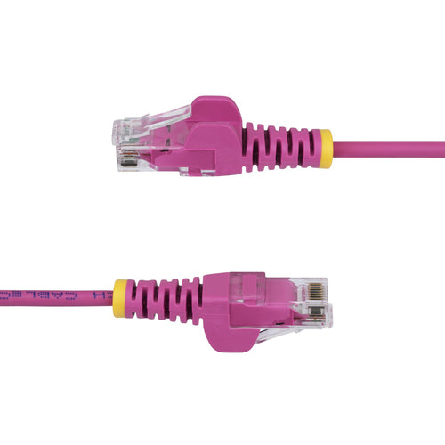 StarTech.com 9in Pink Slim CAT6 Ethernet Cable, Snagless, 100W PoE, UTP, LSZH, 28AWG Pure Bare Copper Wire, Slim RJ45 Network Patch Cord w/Strain Reliefs, Individually Tested