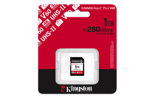 Kingston Technology 1TB Canvas React Plus SDXC UHS-II 280R/150W U3 V60 for Full HD/4K