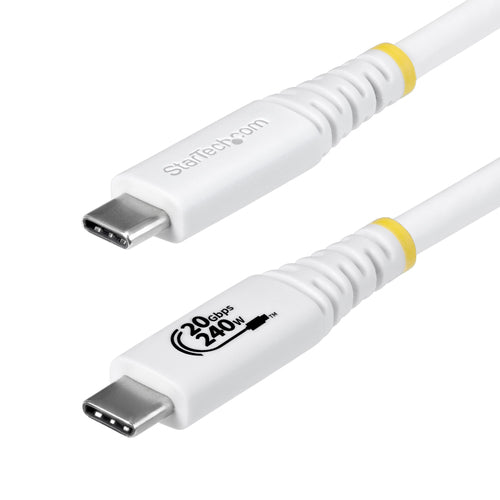StarTech.com 6ft (1.8m) USB4 Cable, 20Gbps, USB-IF Certified USB-C Cable, 240W PD EPR, 4K 120Hz DP 2.1, TPE Jacket, White USB-C Cord