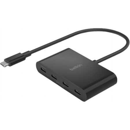 Belkin - Connect USB-C to 4-Port USB-C Hub, Multiport Adapter Dongle with 4 USB-C 3.2 Gen2 Ports & 100W PD with Max 10Gbps High - Black