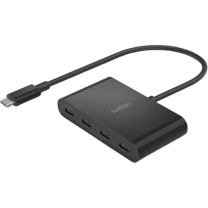 Belkin - Connect USB-C to 4-Port USB-C Hub, Multiport Adapter Dongle with 4 USB-C 3.2 Gen2 Ports & 100W PD with Max 10Gbps High - Black