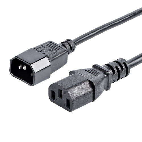 StarTech.com 6ft (2m) Power Extension Cord, C14 to C13, 10A 125V, 18AWG, Computer Power Cord Extension, IEC-320-C14 to IEC-320-C13 AC Power Cable Extension for Power Supply, UL Listed