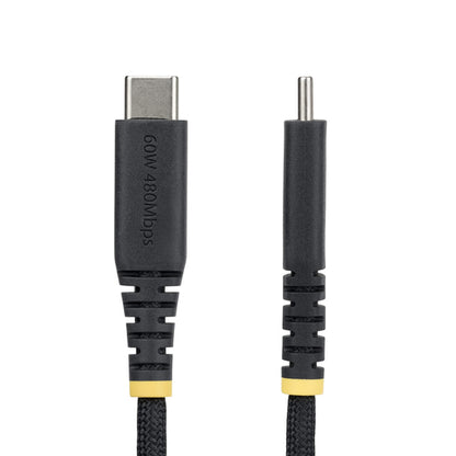 StarTech.com 6in (15cm) USB-C Charging Cable, 60W (3A) PD, Dual-Layer Braided Nylon/TPE Jacket, Rugged USB C Charging Cord, USB 2.0 Laptop Charger Cable