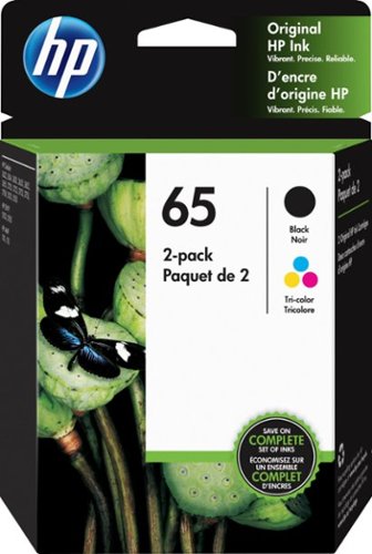 HP 65 2-pack Black/Tri-color Original Ink Cartridges  ~120 pages  T0A36AN#140