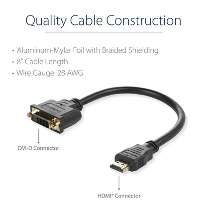 StarTech.com 8in HDMI to DVI-D Video Cable Adapter - HDMI Male to DVI Female