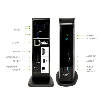 Plugable Technologies UD-ULTC4K laptop dock/port replicator Docking USB 3.2 Gen 1 (3.1 Gen 1) Type-C Black