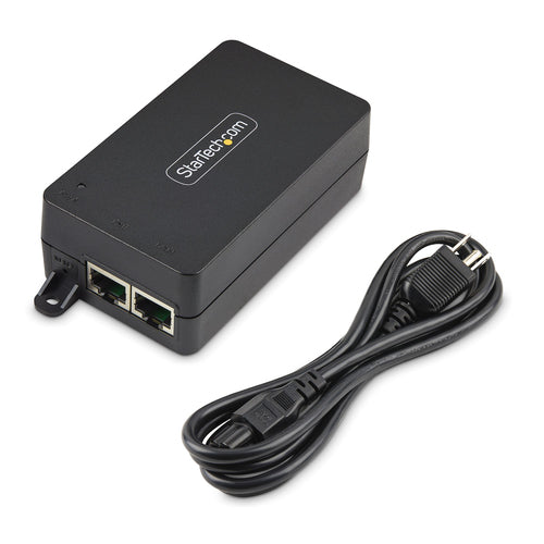 StarTech.com 1-Port 10Gbps PoE++ Injector, 60W, 2.5/5/10G Ethernet/10/100/1000M, PoE++ (802.3af/at/bt), Wall Mountable, Unmanaged Inline Power Over Ethernet