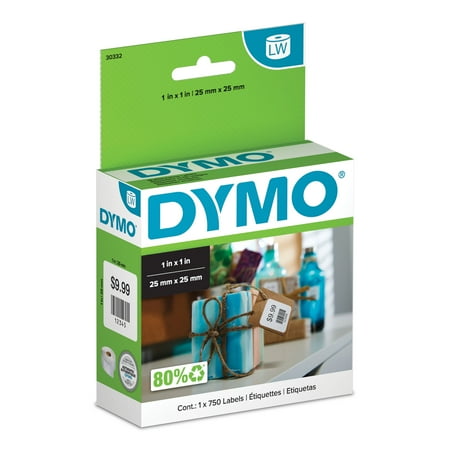 DYMO Authentic LW Multi-Purpose Square Labels for LabelWriter Printers  1  x 1   1 Roll of 750